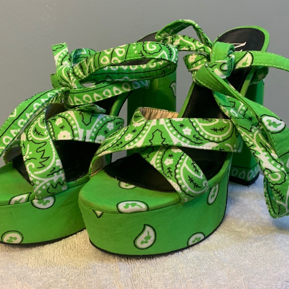 Green Bandana Strappy Heels